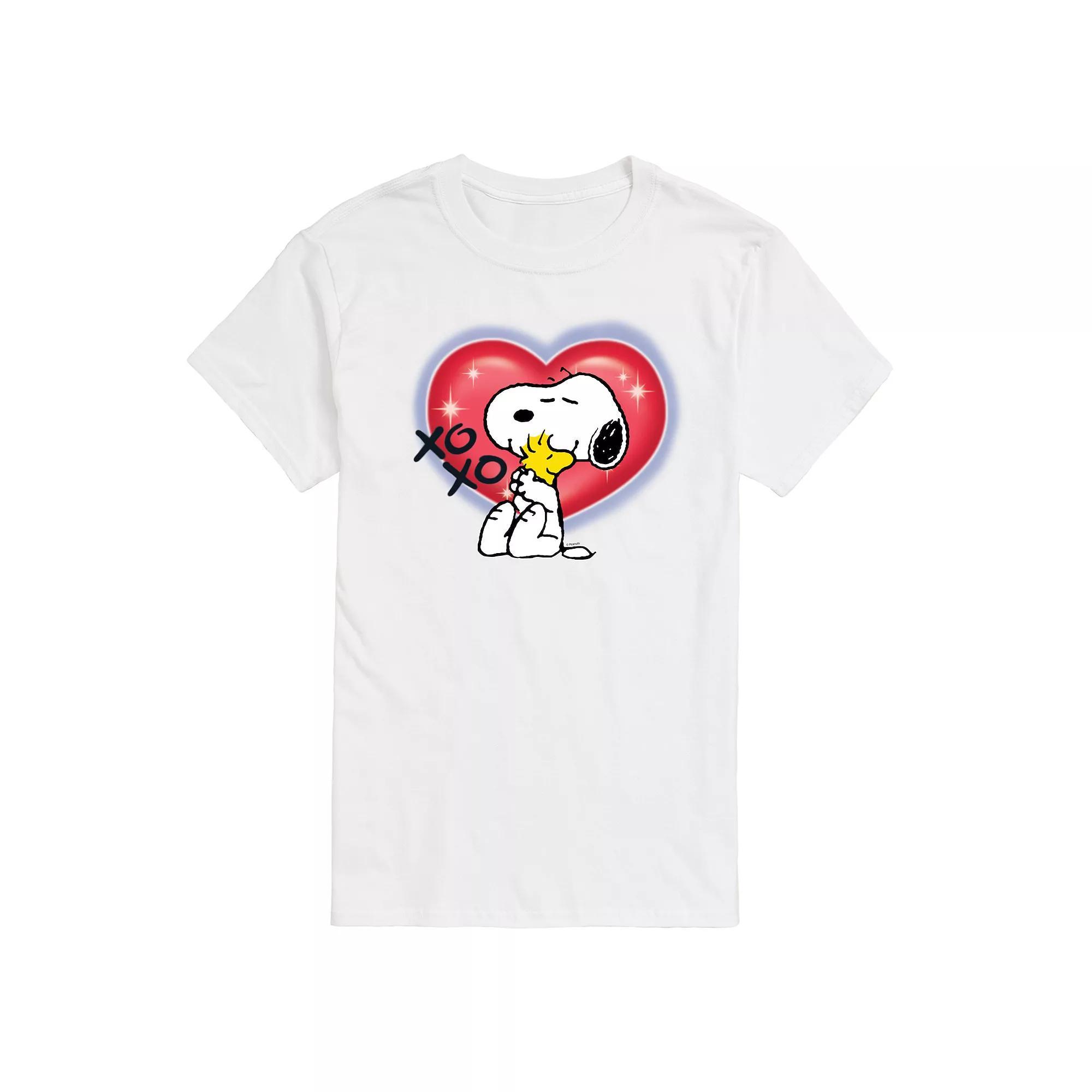 Men's Peanuts Snoopy Woodstock Airbrush Heart Graphic Tee, Size: Large, White Product Image