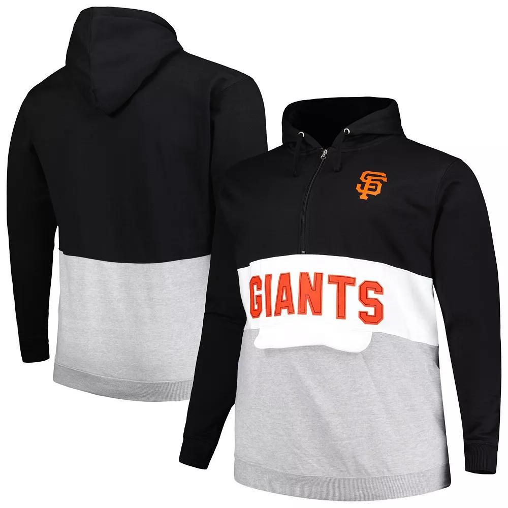 Men's Black/White San Francisco Giants Big & Tall Fleece Half-Zip Hoodie, Size: 3XB Product Image