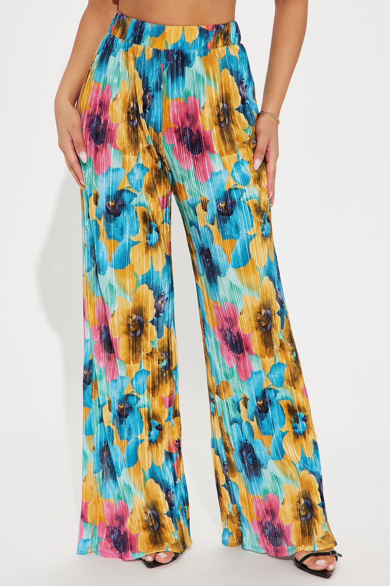 Sweet Love Printed Plisse Pant - Blue/combo Product Image