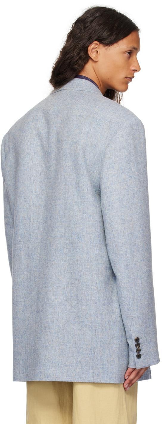 DRIES VAN NOTEN Blue Double-breasted Blazer In 505 Sky Product Image