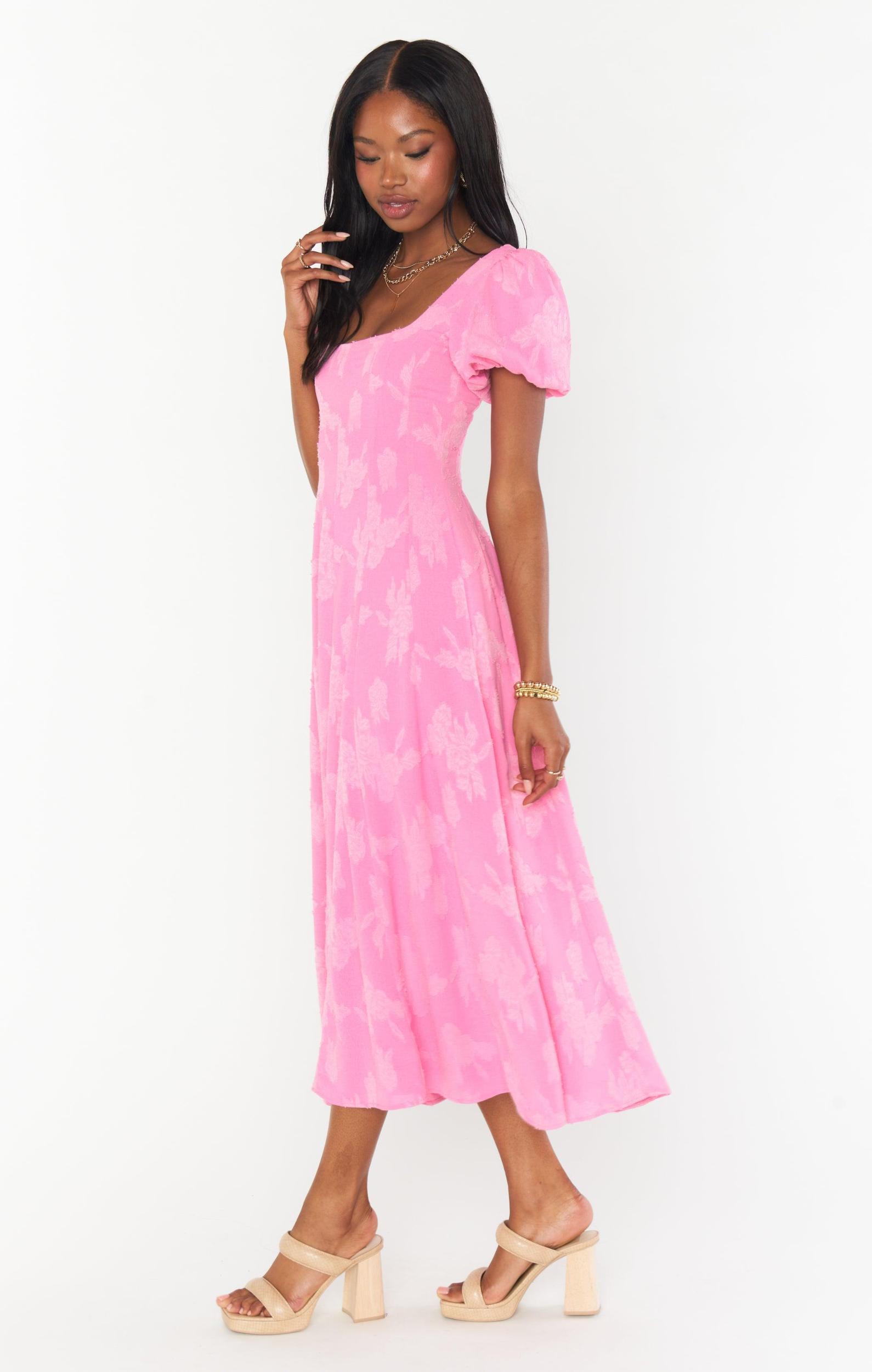 Mia Midi Dress ~ Pink Clip Floral Product Image