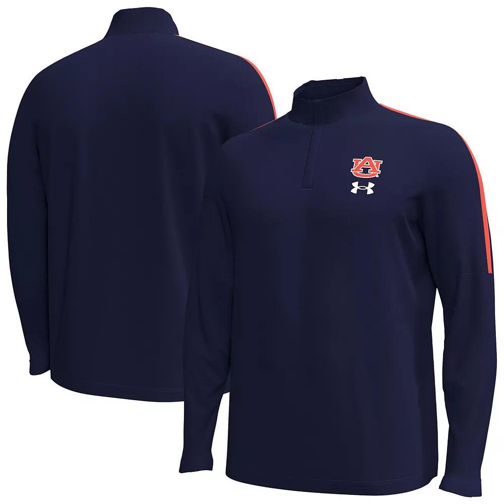 Men's Under Armour Navy Auburn Tigers Playoff Performance Quarter-Zip Jacket, Size: Small, Blue Product Image