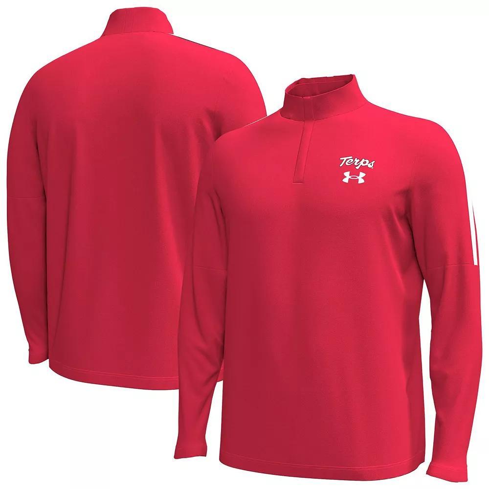 Men's Under Armour Red Maryland Terrapins Playoff Performance Quarter-Zip Jacket, Size: Large Product Image