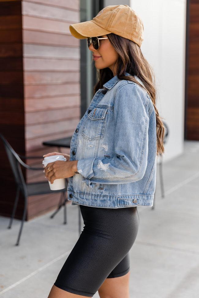 Stay Beautiful Medium Wash Denim Jacket FINAL SALE Product Image