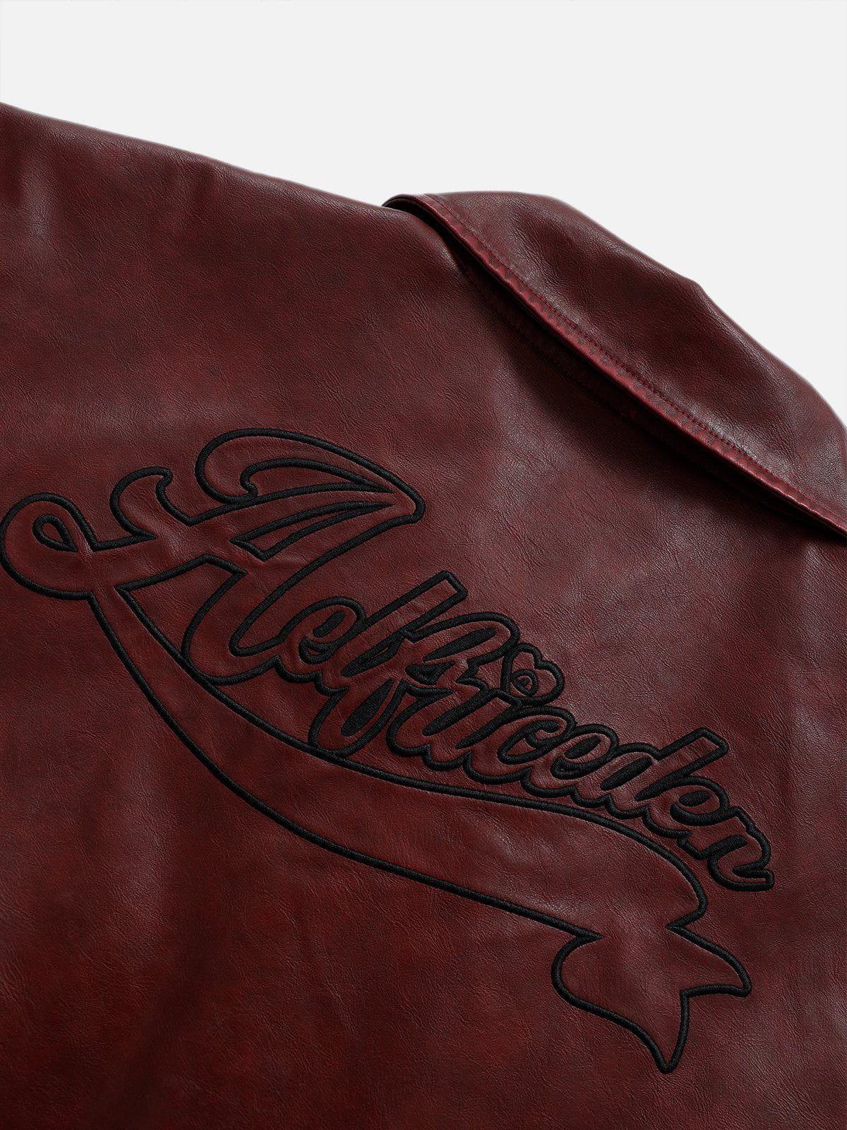 Aelfric Eden Detachable Collar Faux Leather Coat Product Image