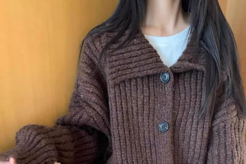 Turtleneck Ribbed Cardigan Product Image