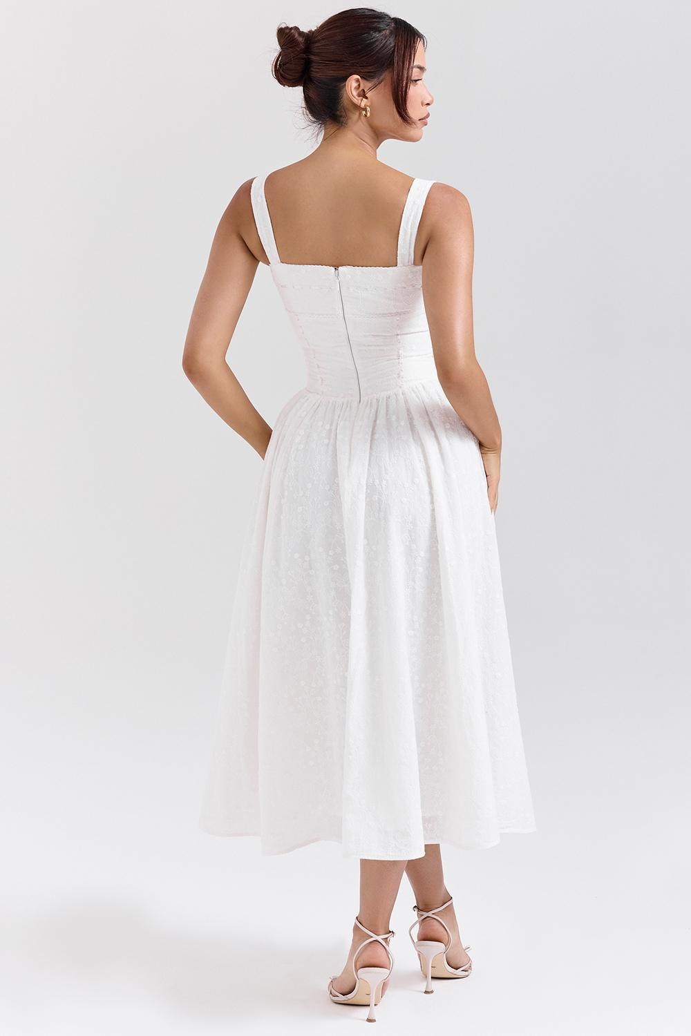 Vivien White Broderie Anglais Midi Sundress Product Image
