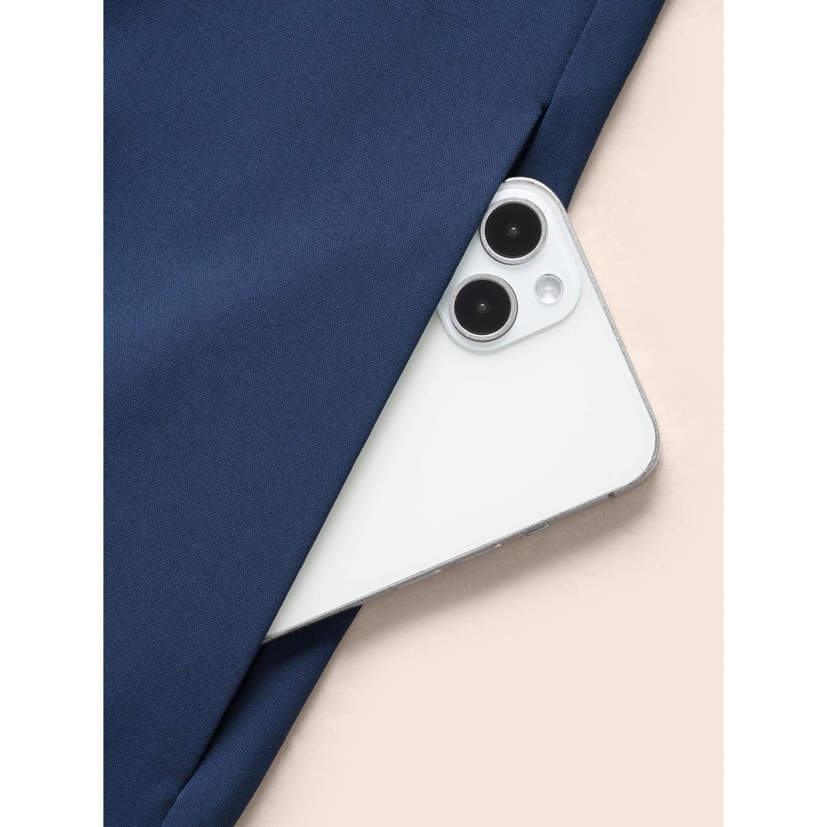 Plus Size Plain Round Neck Plicated Detail Dress Indigo Women Workwear Essentials Pleated Round Neck Half Sleeve Curvy BloomChic 18-20/2X Product Image