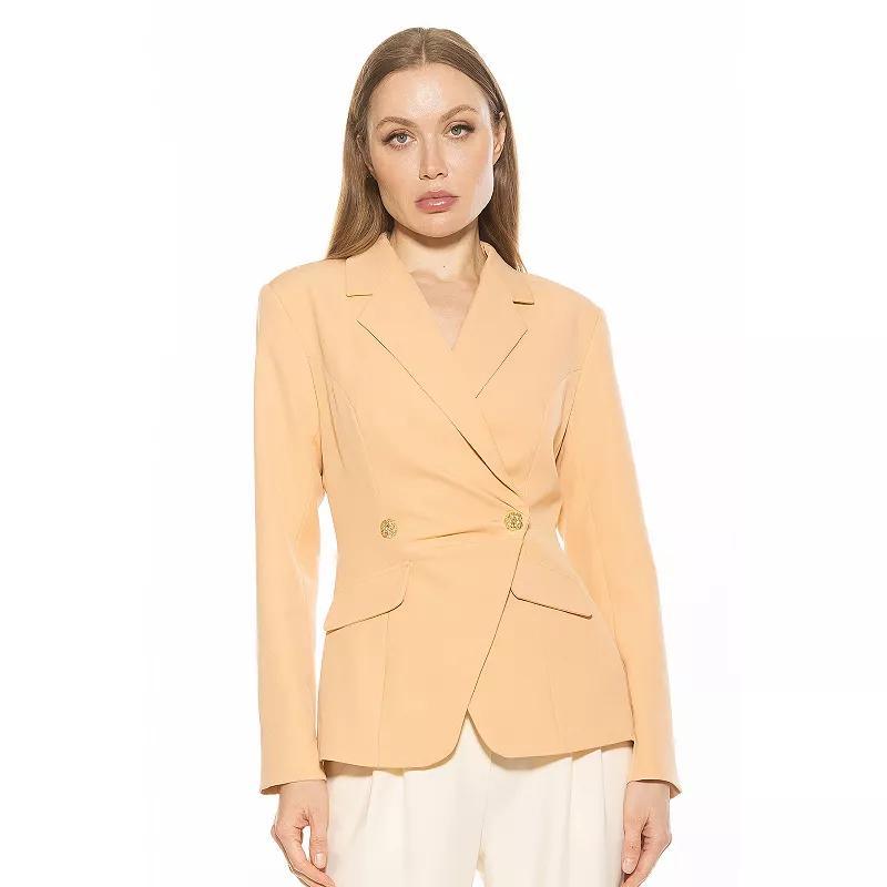 Women's ALEXIA ADMOR Tansy Draped Soft Structured Single Button Blazer, Size: 10, Brown Product Image