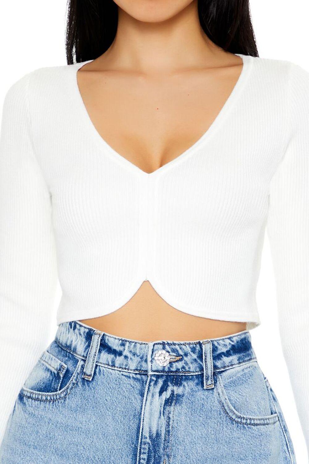 Cropped Tulip-Hem Sweater-Knit Top | Forever 21 Product Image