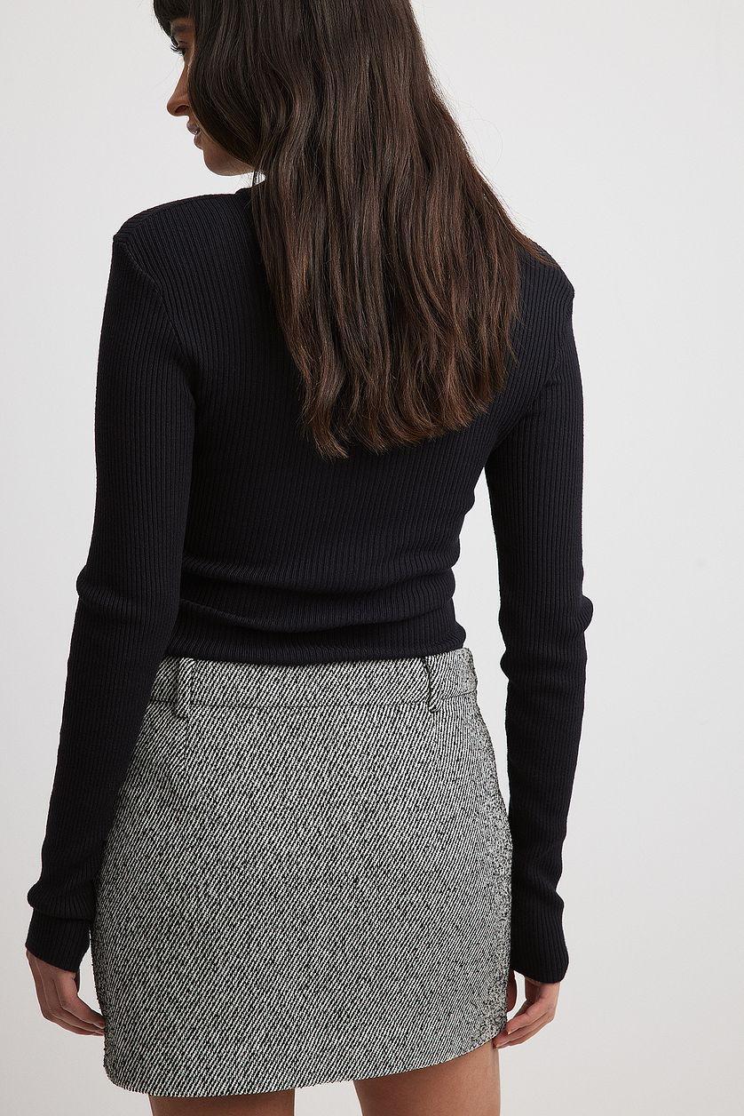 Tweed Pocket Detail Mini Skirt Grey Product Image