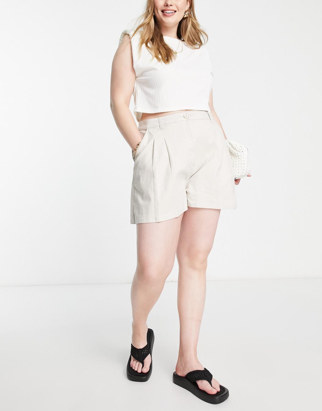 ASOS DESIGN Curve chino short in stone  Product Image