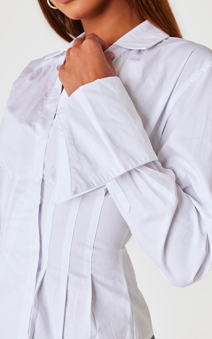 White Asymmetric Cinched Shirt Product Image