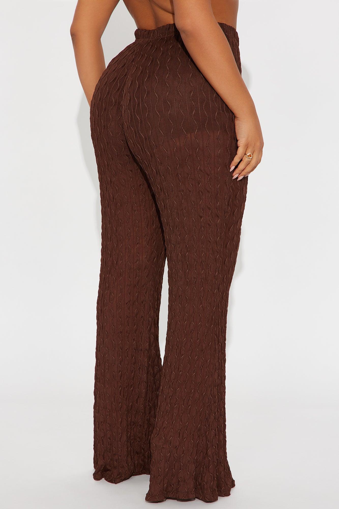 Romina High Rise Textured Flare Pant - Chocolate Product Image
