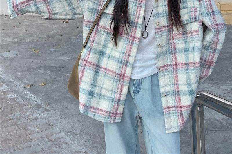 Plaid Pocket Detail Oversized Shacket Product Image