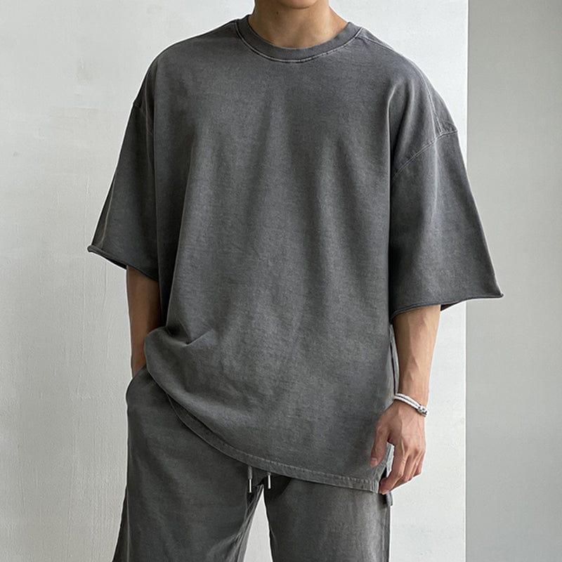 RT No. 9521 DARK GRAY HALF SLEEVE SHIRT & SHORTS Product Image
