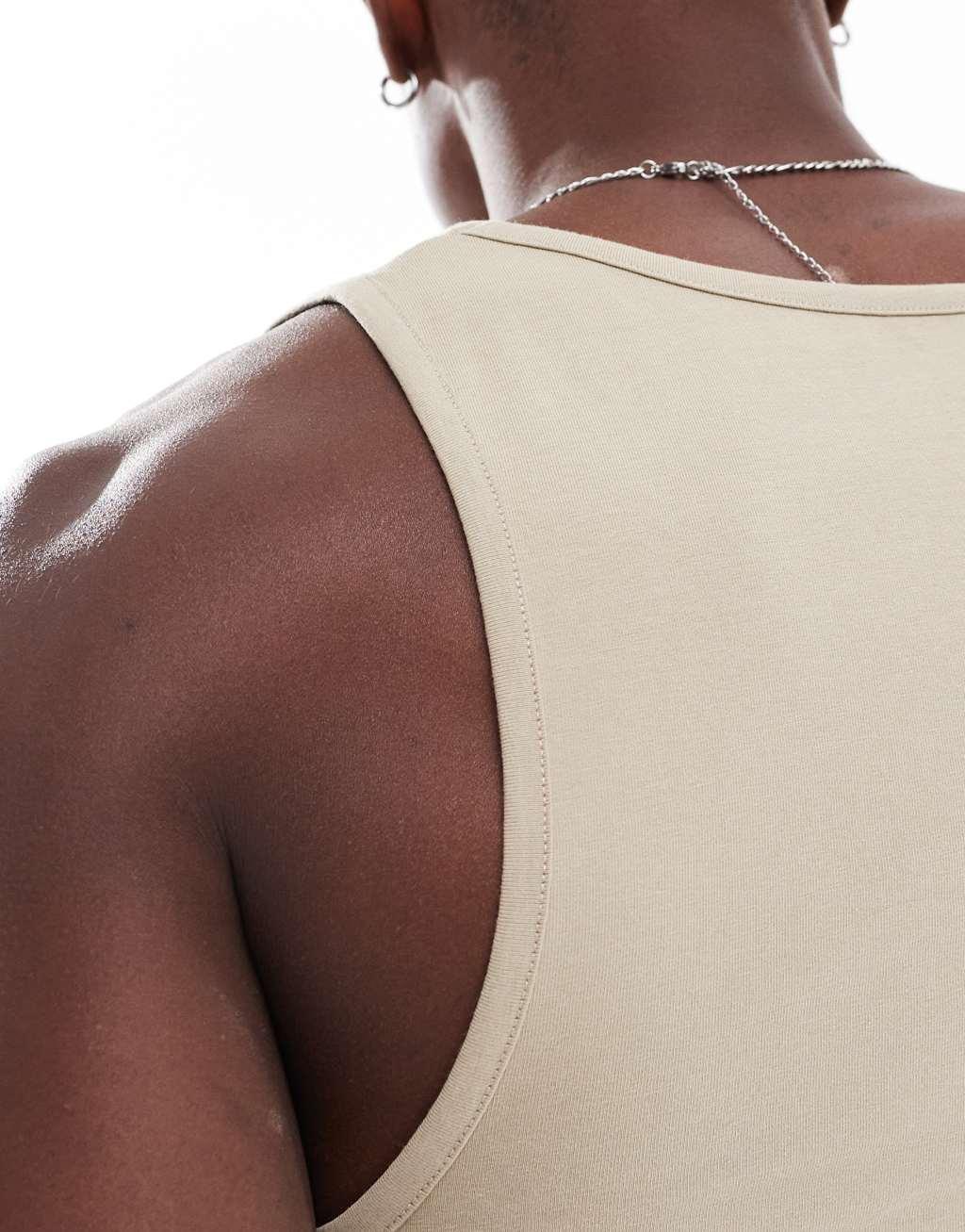 ASOS DESIGN muscle fit tank top in stone Product Image