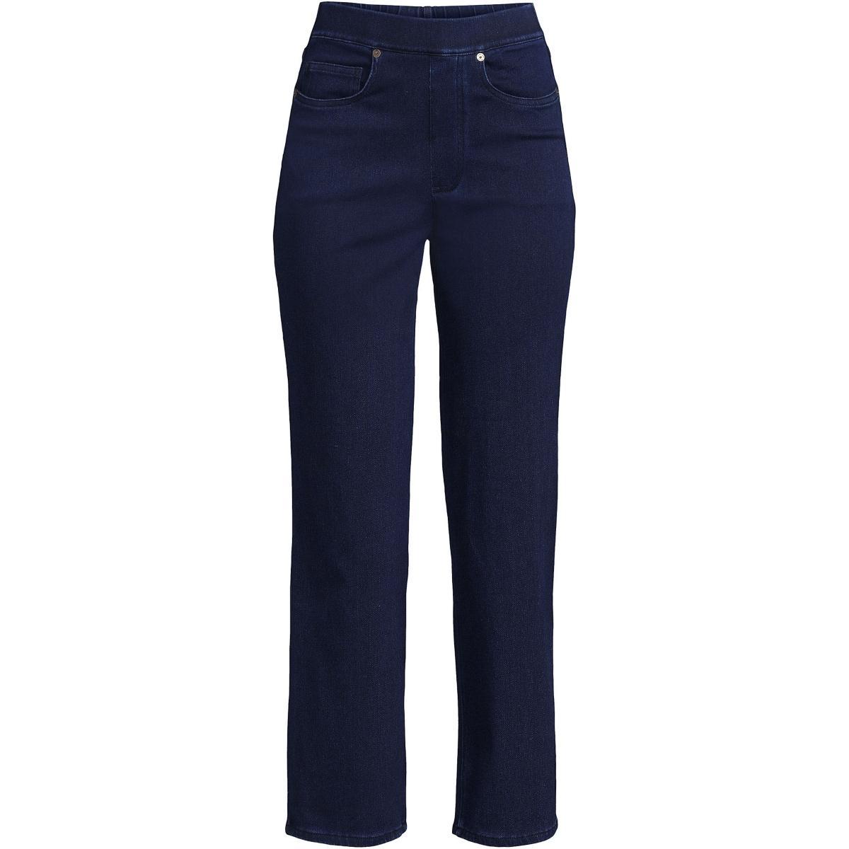 Petite Lands' End High Rise Pull On Denim Crop Pants, Women's, Size: Large Petite, Dark Blue Product Image