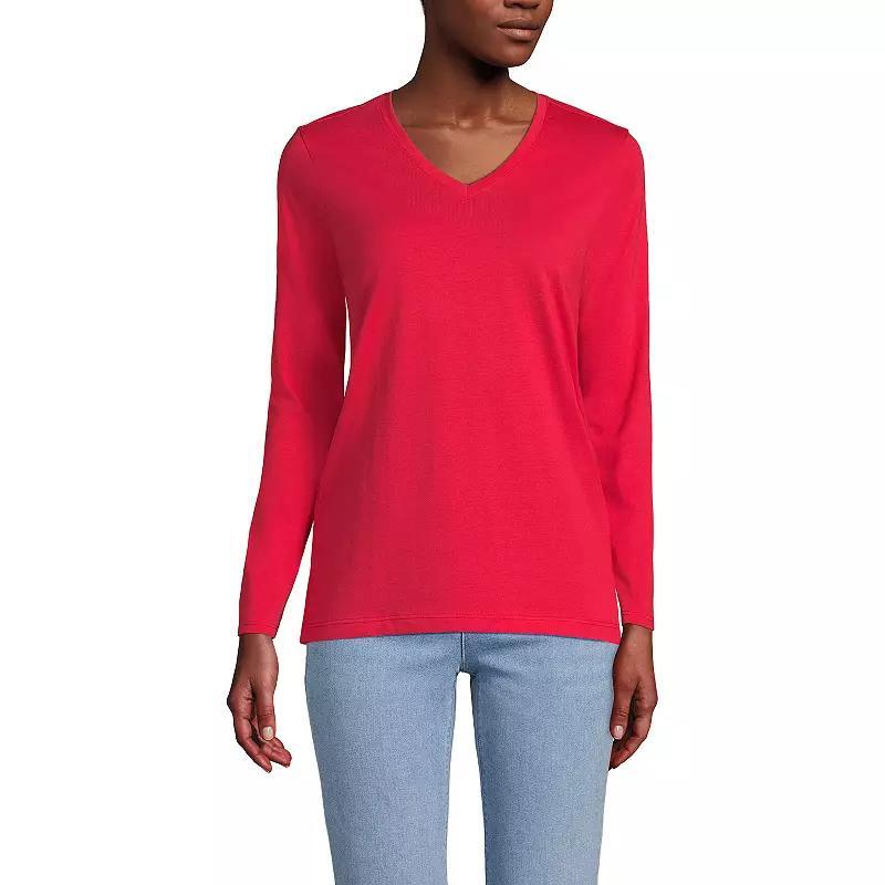 Petite Lands End Supima Cotton Relaxed V-Neck Tee, Womens Product Image