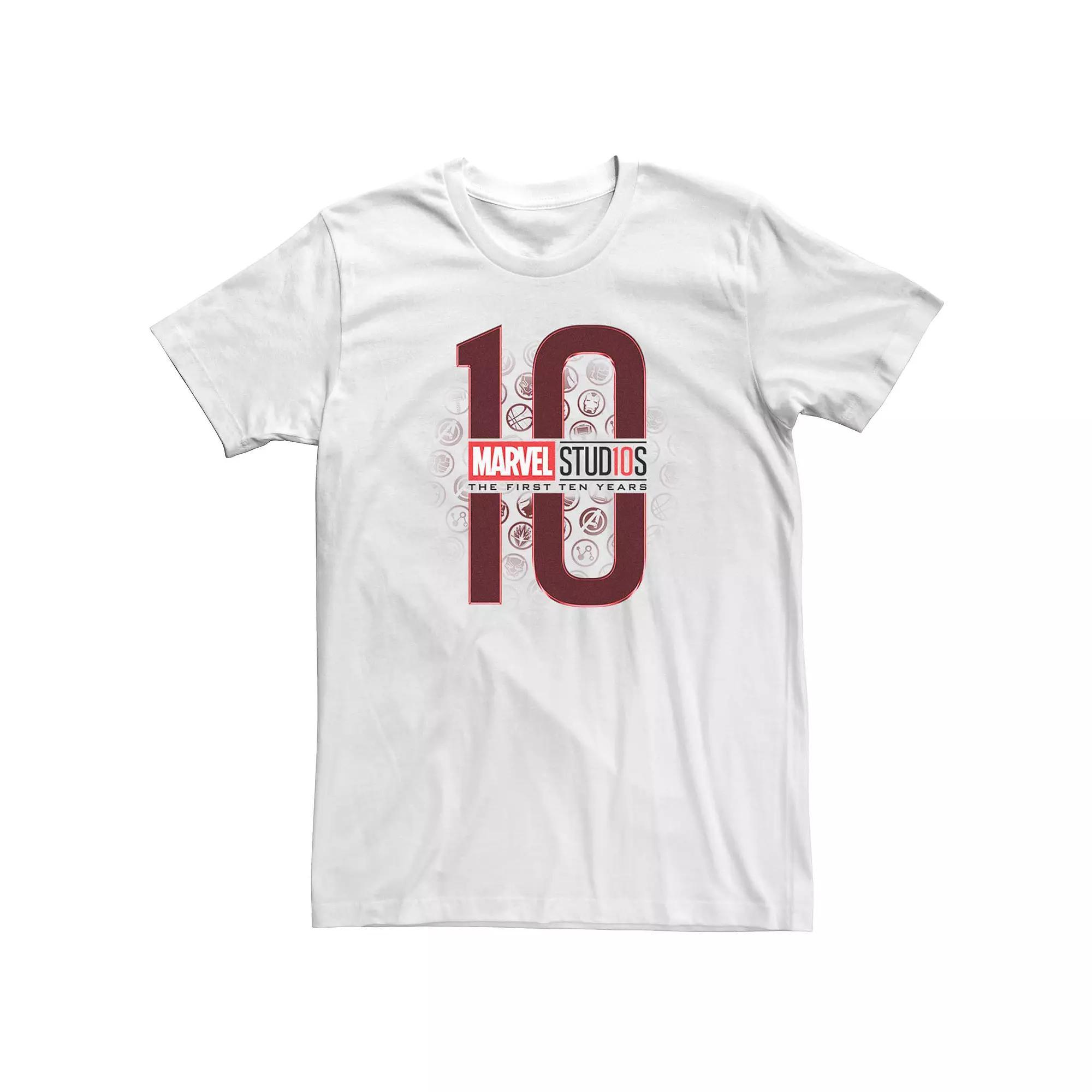 Men's Teen Marvel Studios The First Ten Years Hero Icons Tee Shirt, Size: Medium, White Product Image