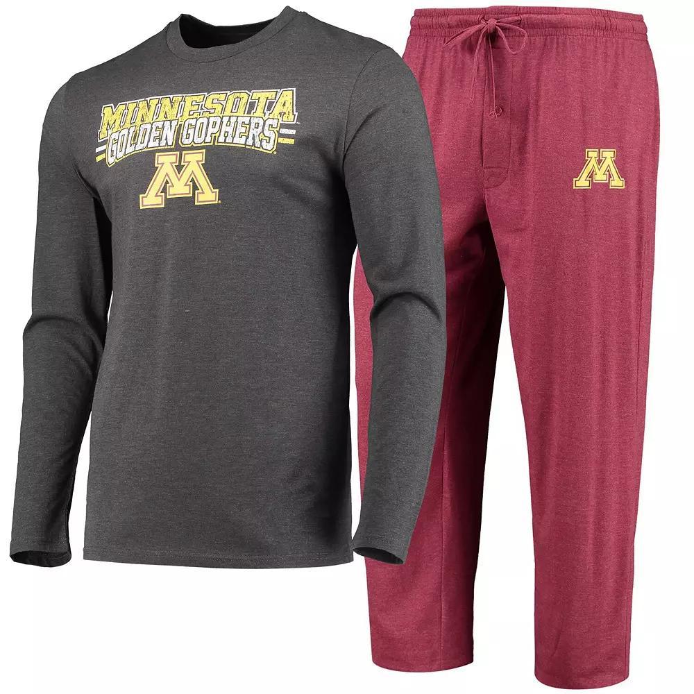 Men's Concepts Sport Maroon/Heathered Charcoal Minnesota Golden Gophers Meter Long Sleeve T-Shirt & Pants Sleep Set, Size: Medium Product Image