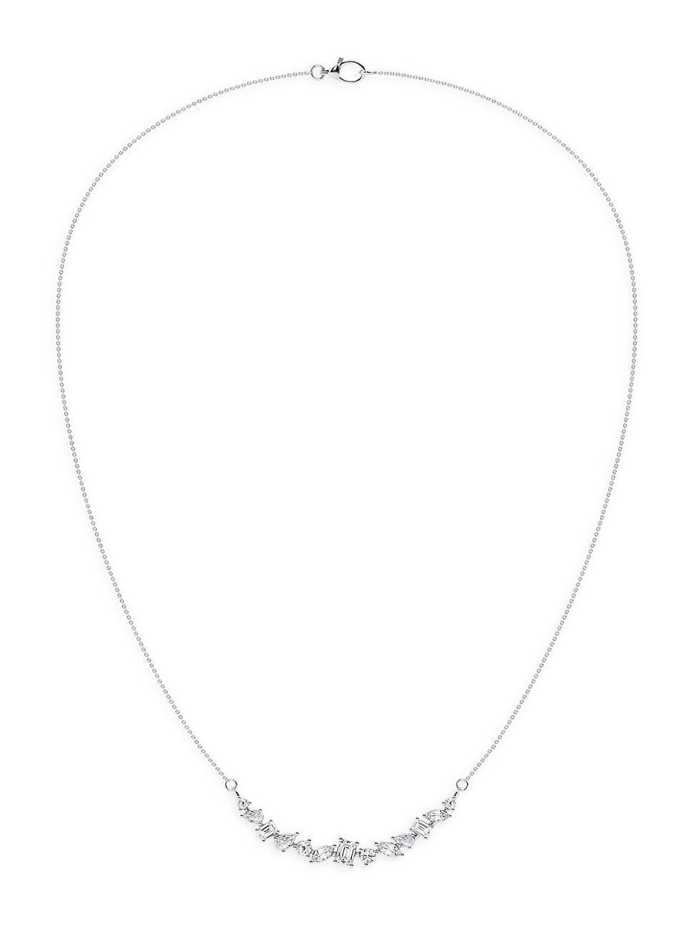 Womens 14K White Gold & 1.5 TCW Diamonds Bar Pendant Necklace Product Image