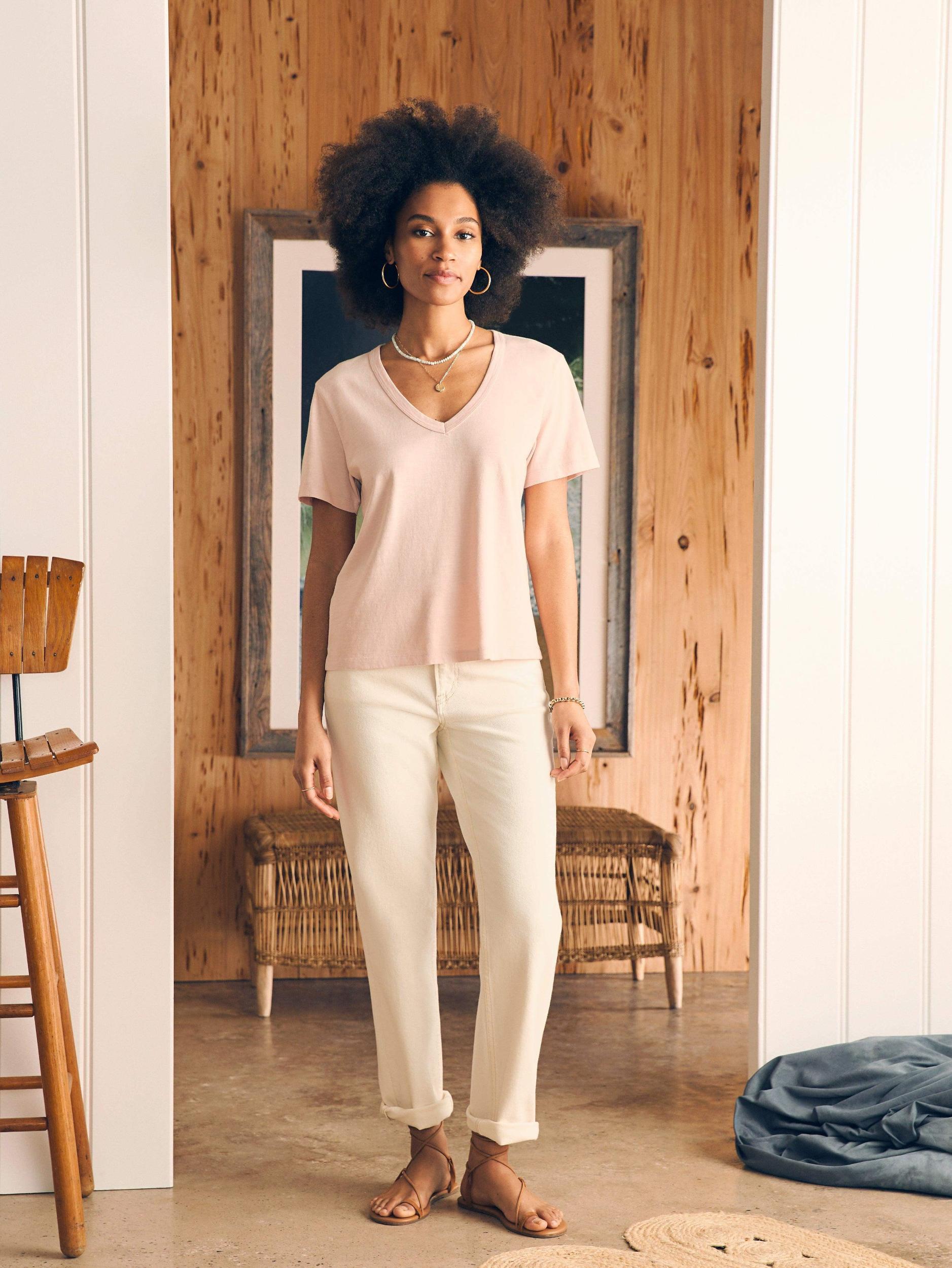 Sunwashed V-Neck Tee - Peach Whip Female Product Image