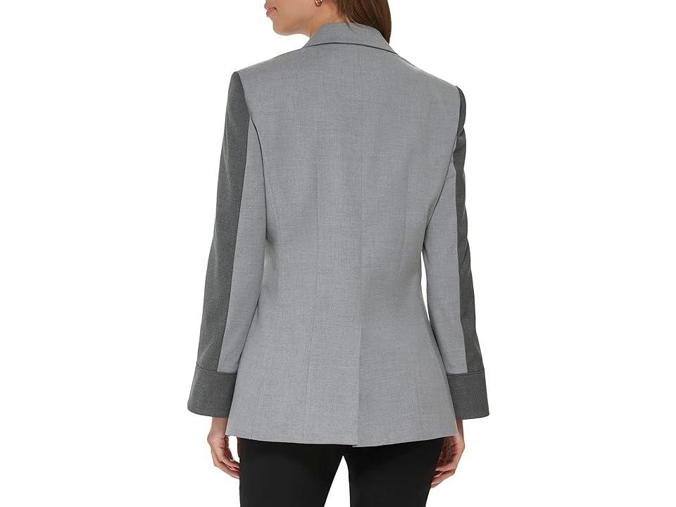 DKNY One-Button Peak Lapel Combo Jacket (Cashmere Heather/Grey Heather) Women's Clothing Product Image