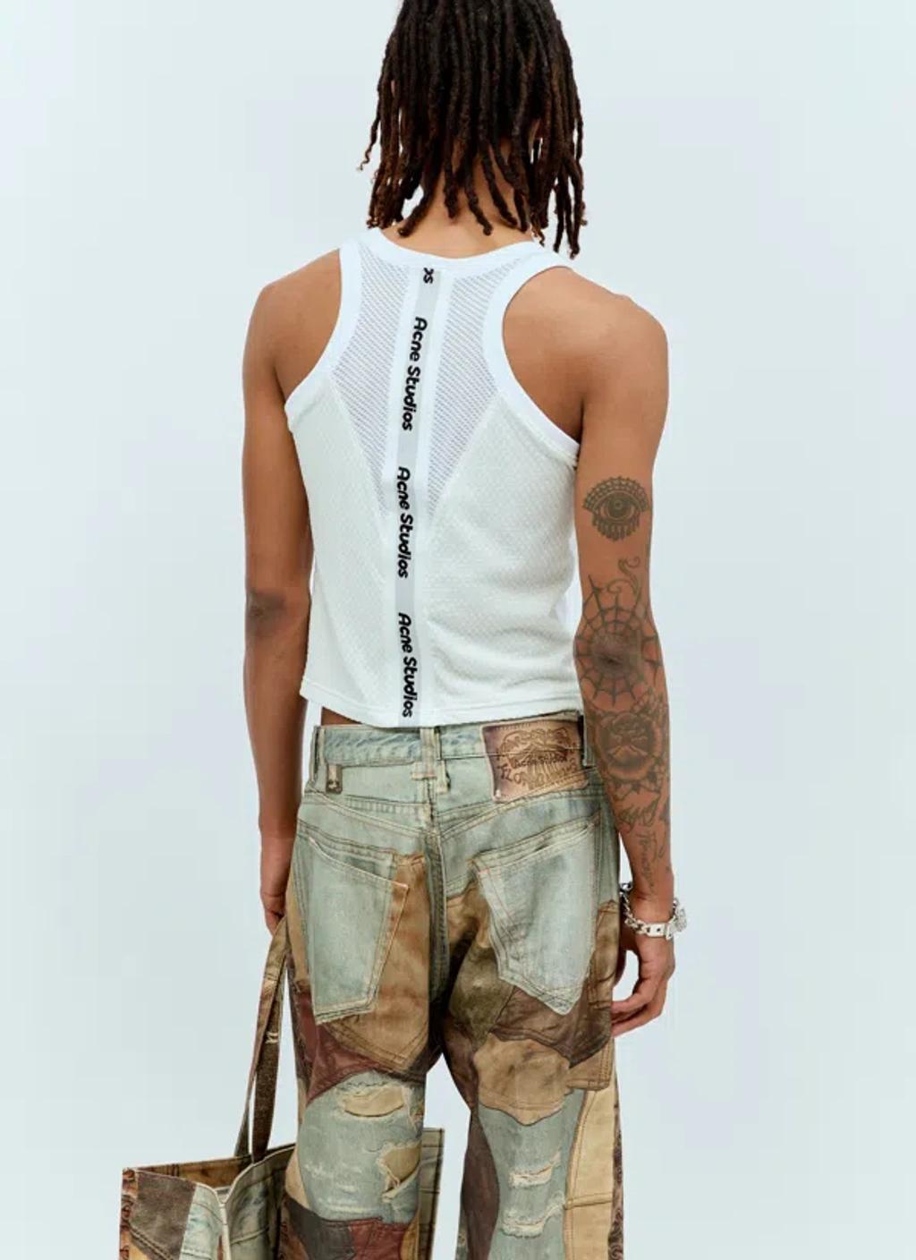 ACNE STUDIOS Logo Jersey Tank Top In White Product Image