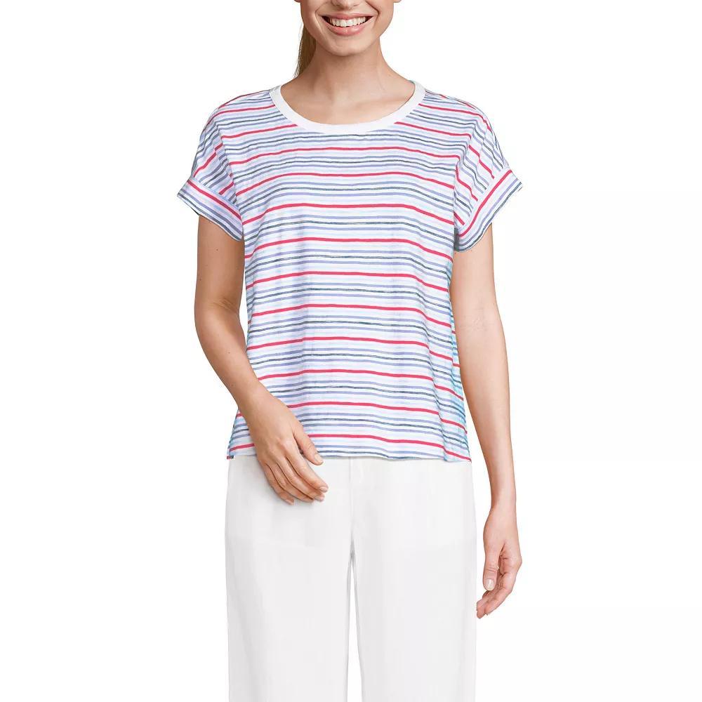 Women's Lands' End Short Sleeve Boxy Slub Tee, Size: Small, Ivory Product Image