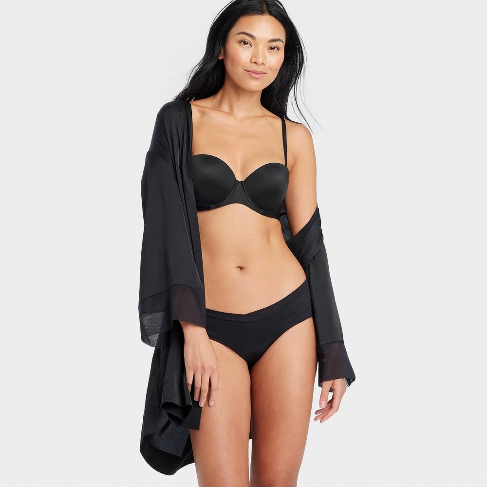 Womens Lightly Lined Strapless Bra - Auden Black 32B: High Support, Adjustable Back Closure Product Image