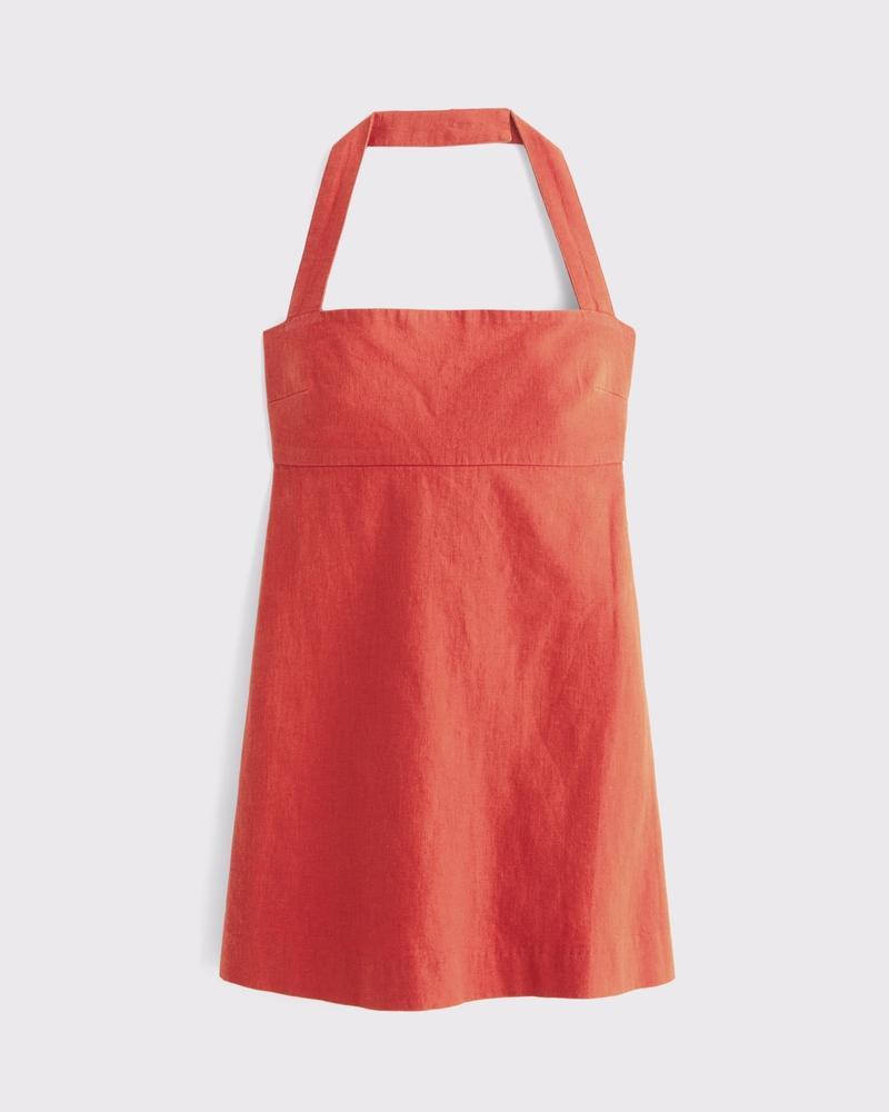 Halter Linen-Blend Mini Dress Product Image