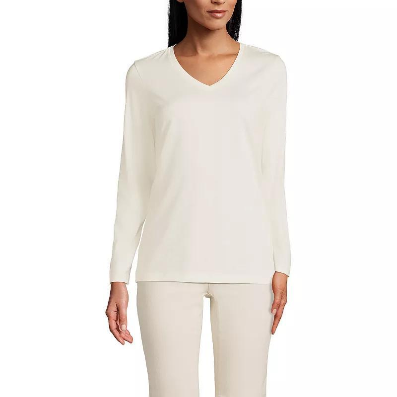 Petite Lands End Supima Cotton Relaxed V-Neck Tee, Womens Product Image
