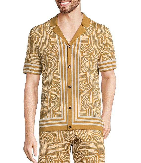 Murano Crocodile World Collection Line Jacquard Short Sleeve Woven Camp Shirt Product Image