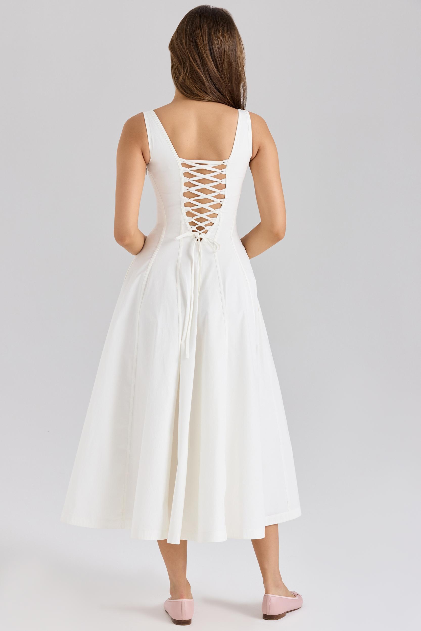 Mariabella  white stretch cotton midi sundress Product Image