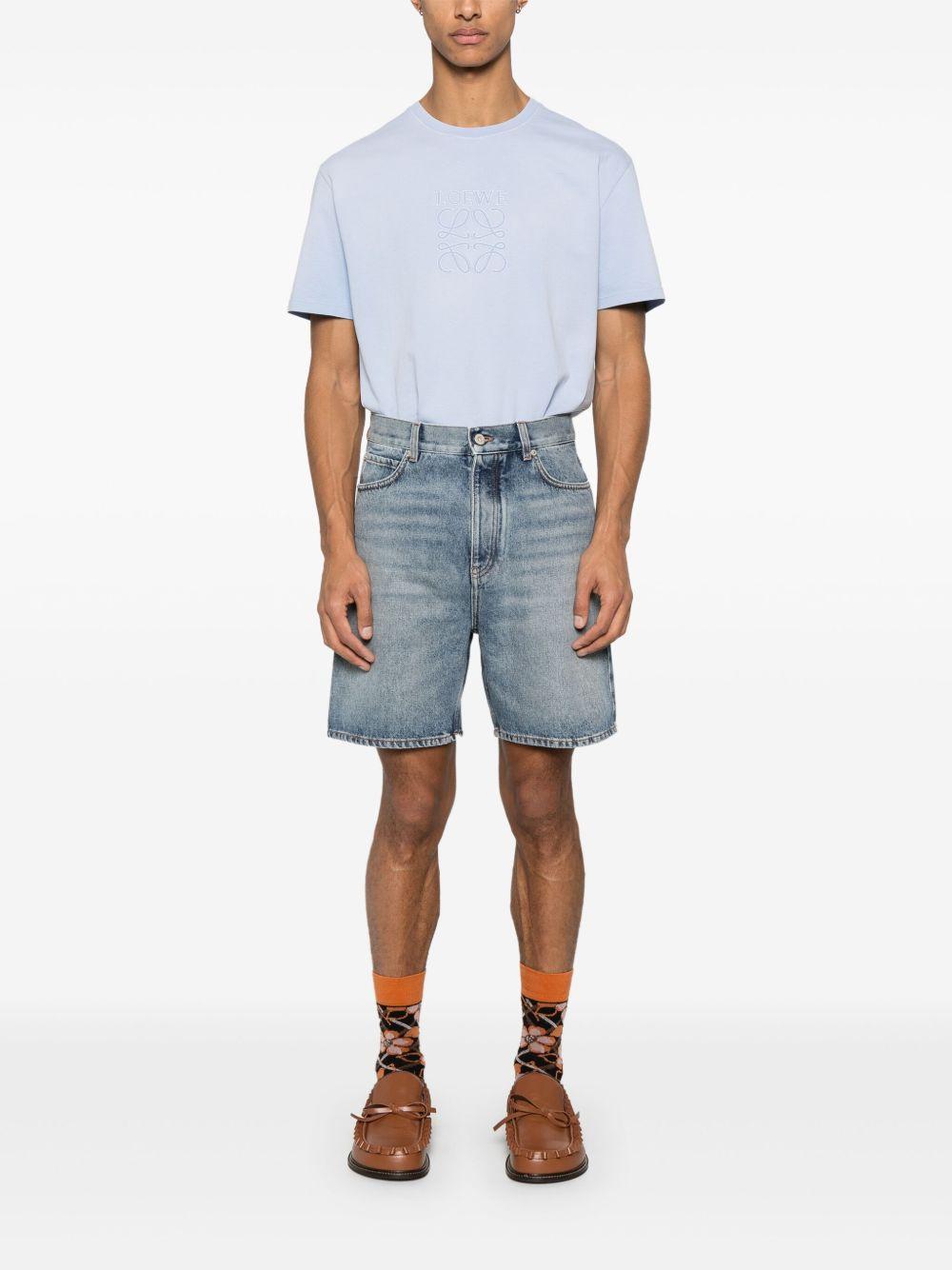 logo-patch denim shorts Product Image
