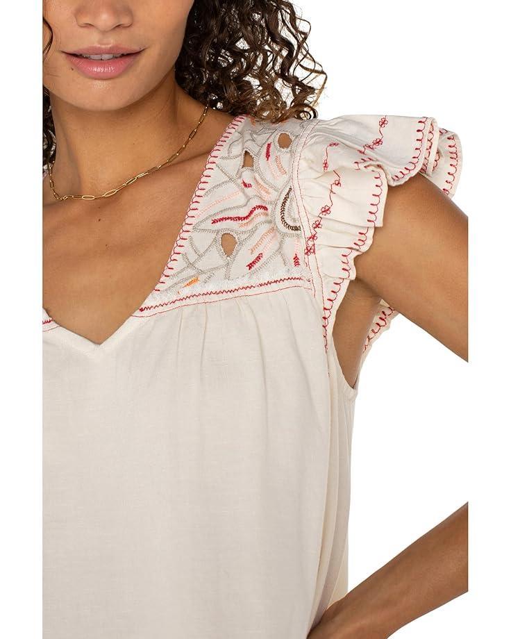 Short Sleeve Square Neck Woven Blouse Product Image