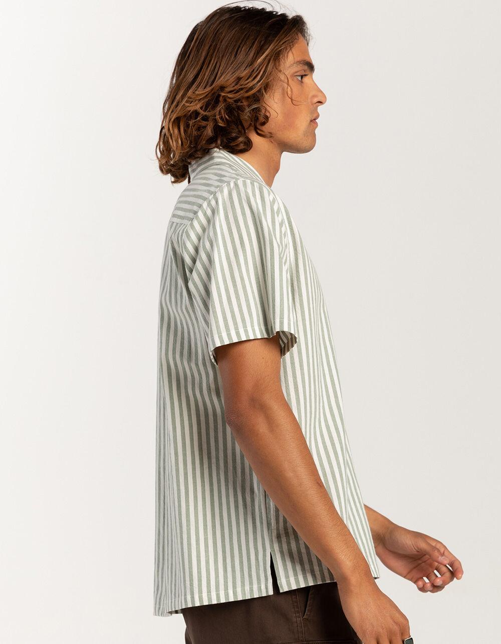 RSQ Mens Stripe Oxford Camp Shirt  - SAGE Product Image