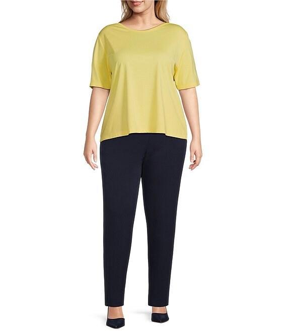 Investments Plus Size Knit Short Sleeve Ballet Neck Top Product Image