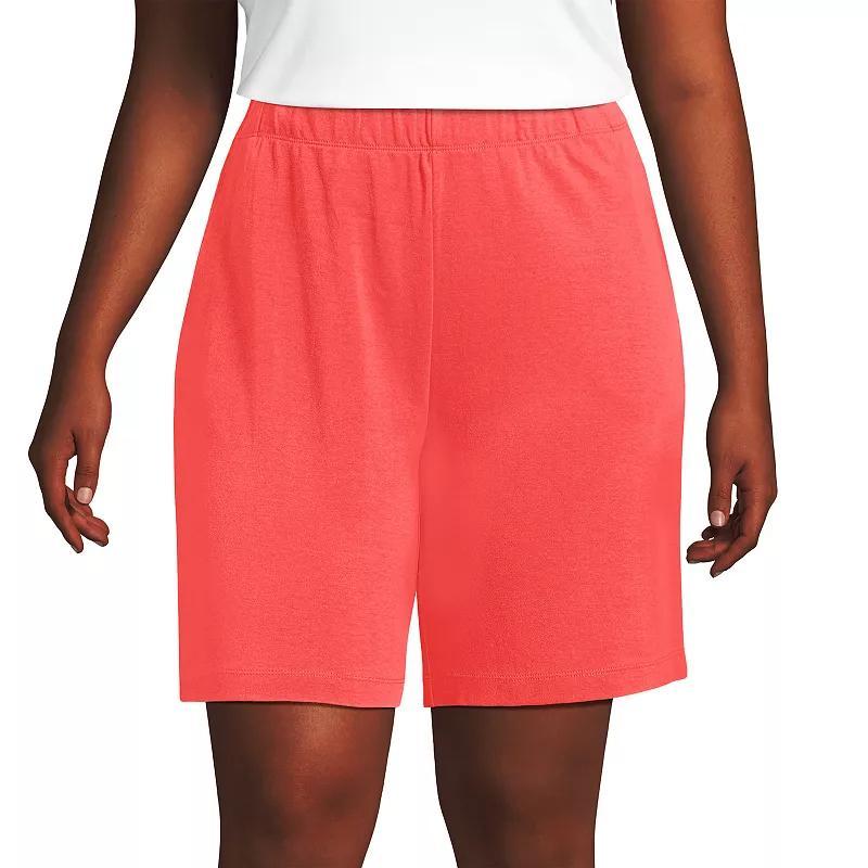 Plus Size Lands' End Sport Knit Pull-On Shorts, Women's, Size: 1XL, White Product Image