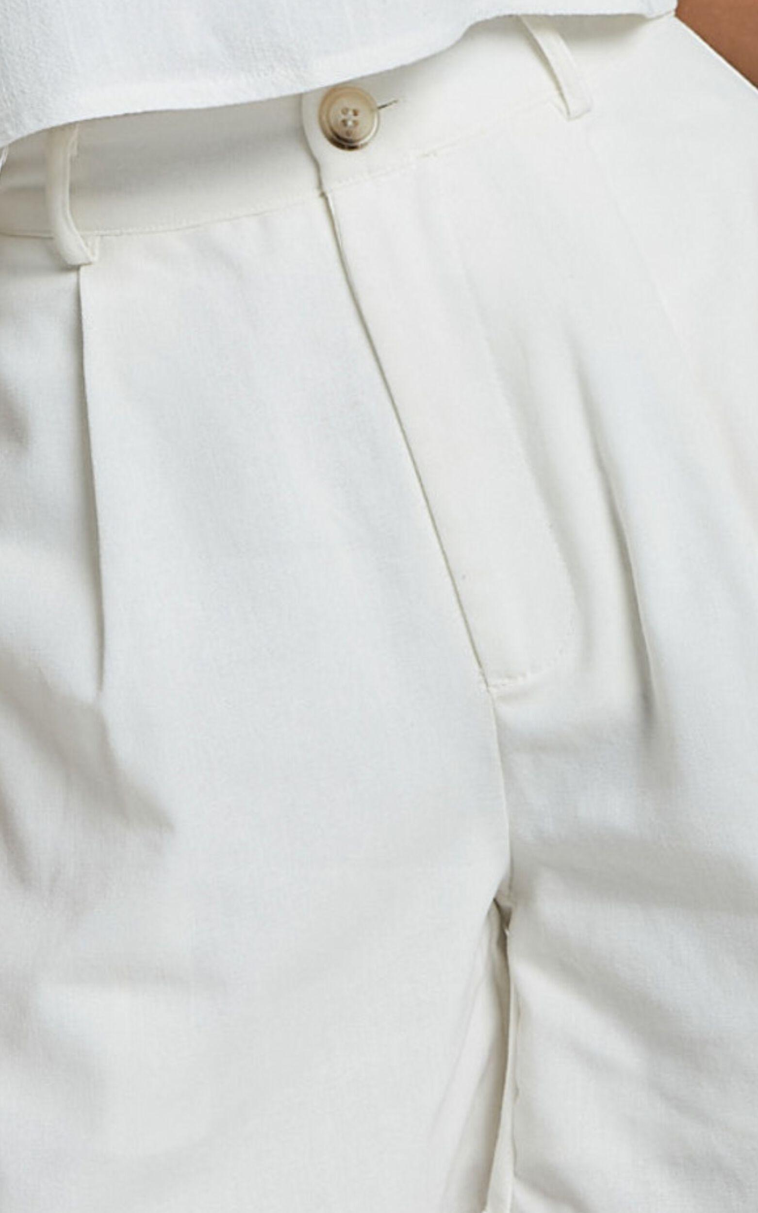 Jhovie Top - Linen Crop Top in White Product Image