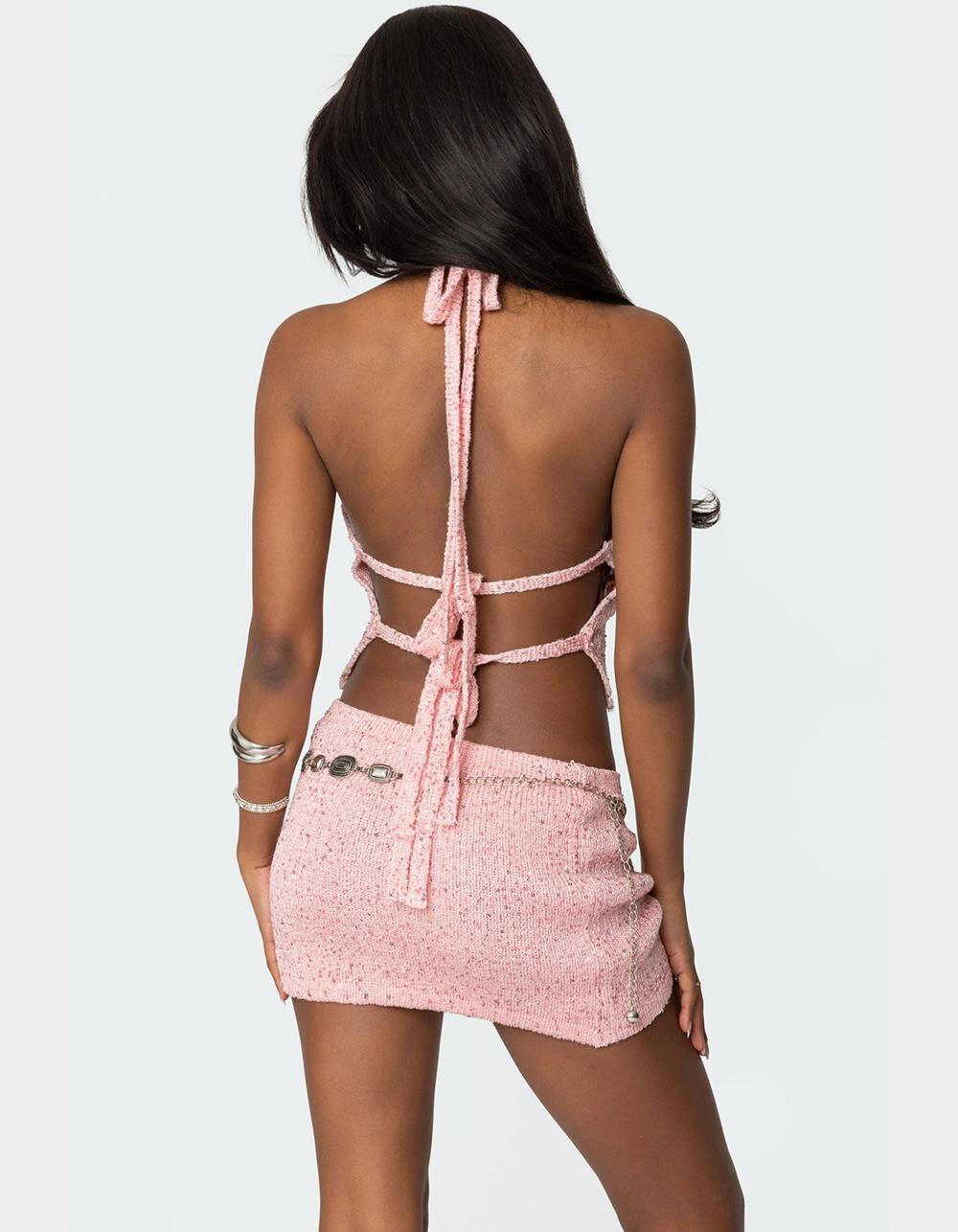EDIKTED Shaylee Sequin Knit Backless Top Product Image