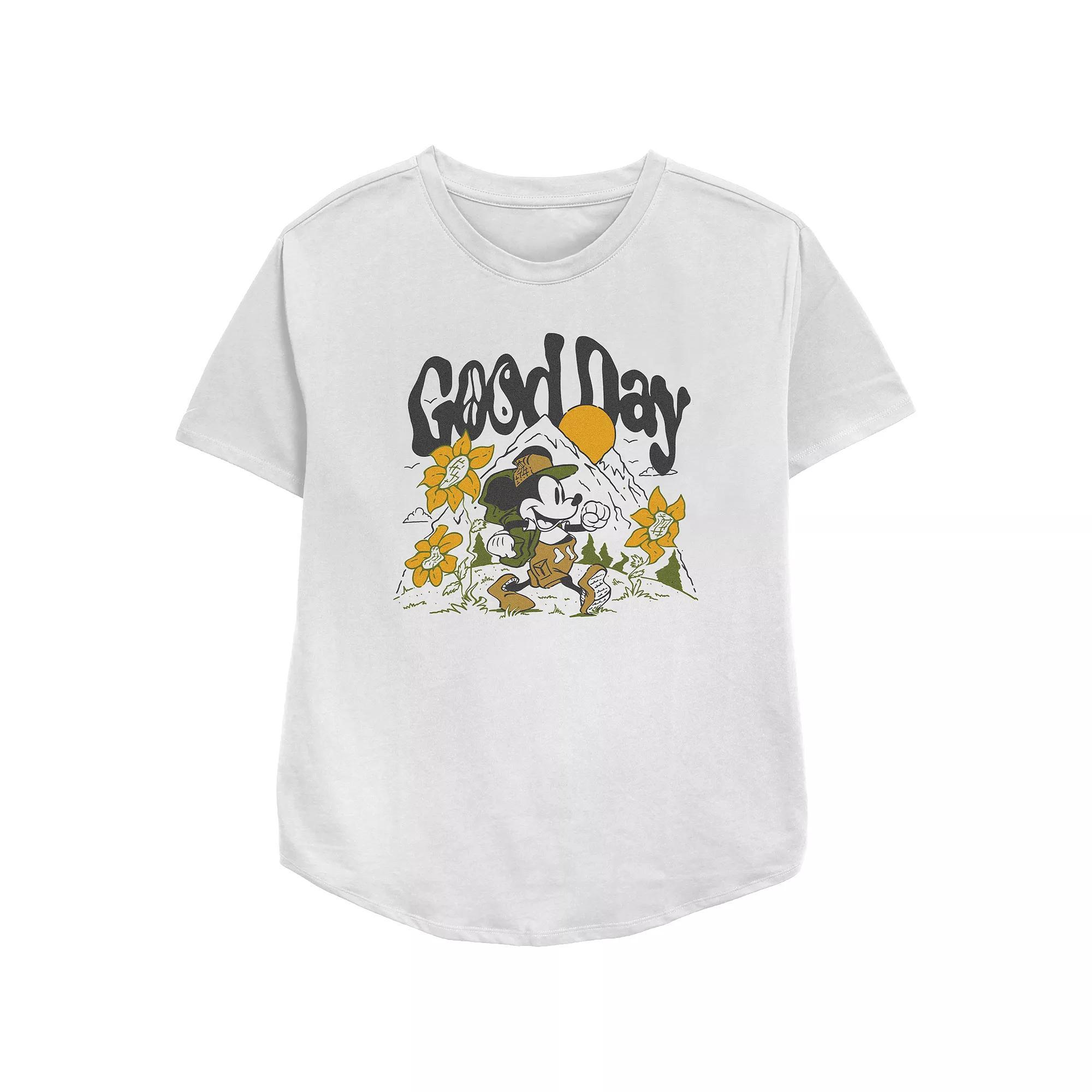 Disney's Mickey Mouse Good Day Women's Relaxed Fit Graphic Tee, Size: Medium, White Product Image