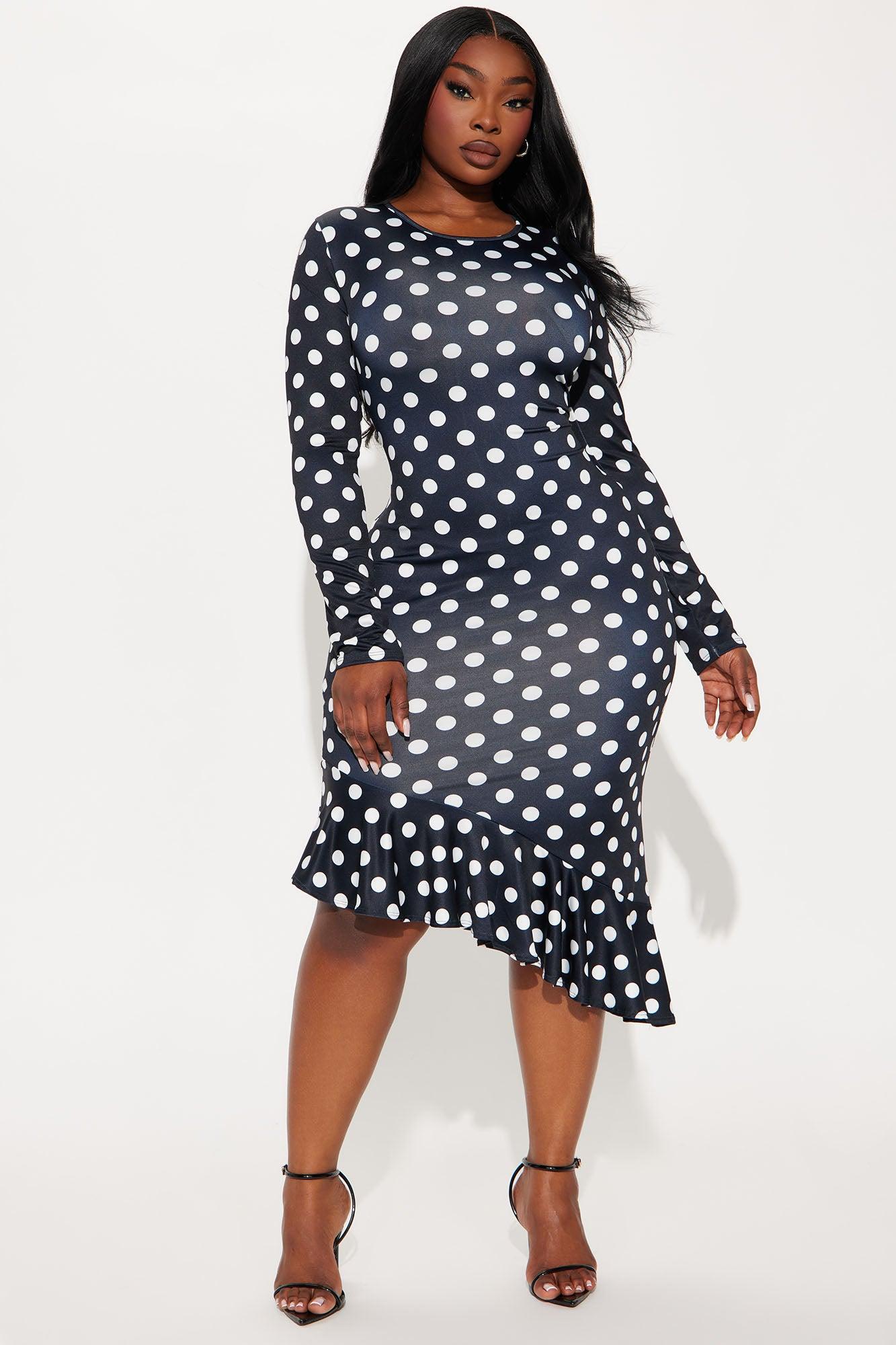 New Obsession Polka Dot Midi Dress - Black/combo Product Image