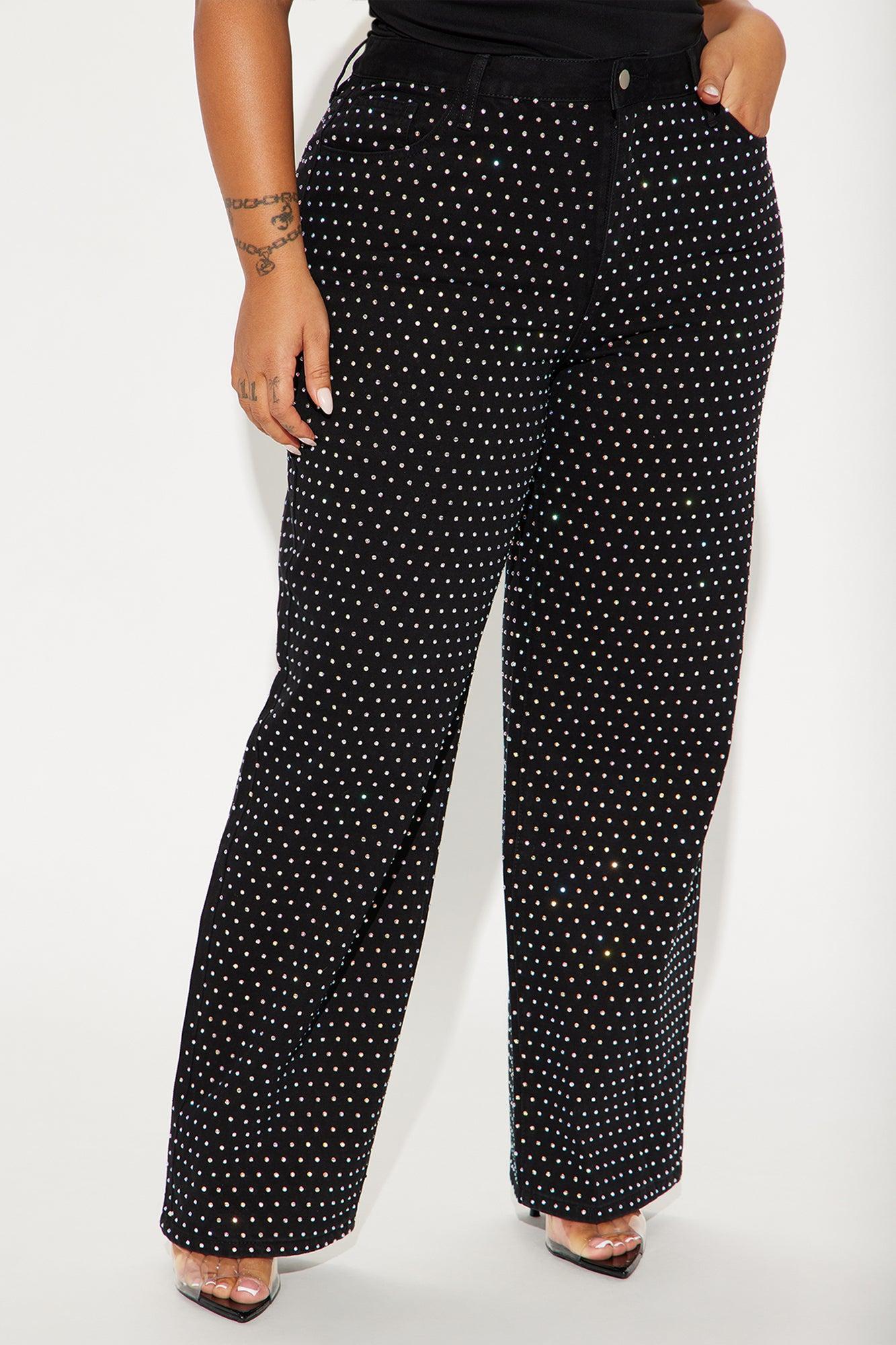 Glo Embellished Wide Leg Jeans - Black Product Image