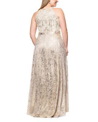 Long Crinkle Foil Floral Gown Product Image