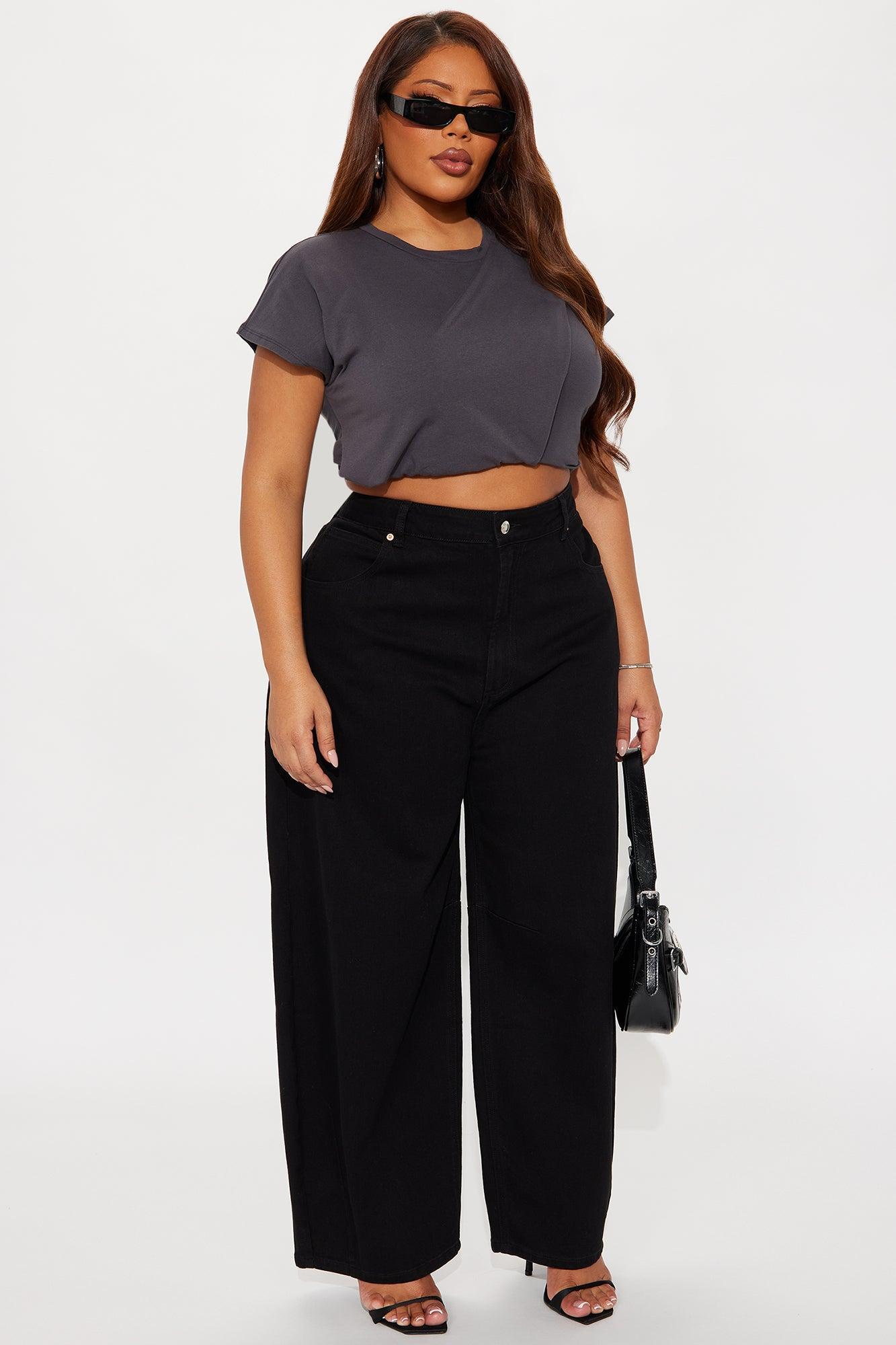 Checked Out Barrel Leg Jeans - Black Product Image