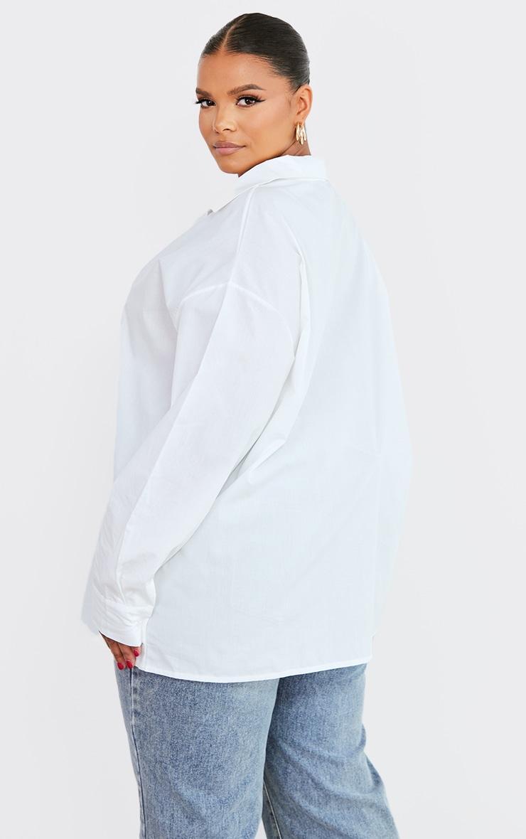 Plus White Oversized Basic Poplin Shirt Product Image