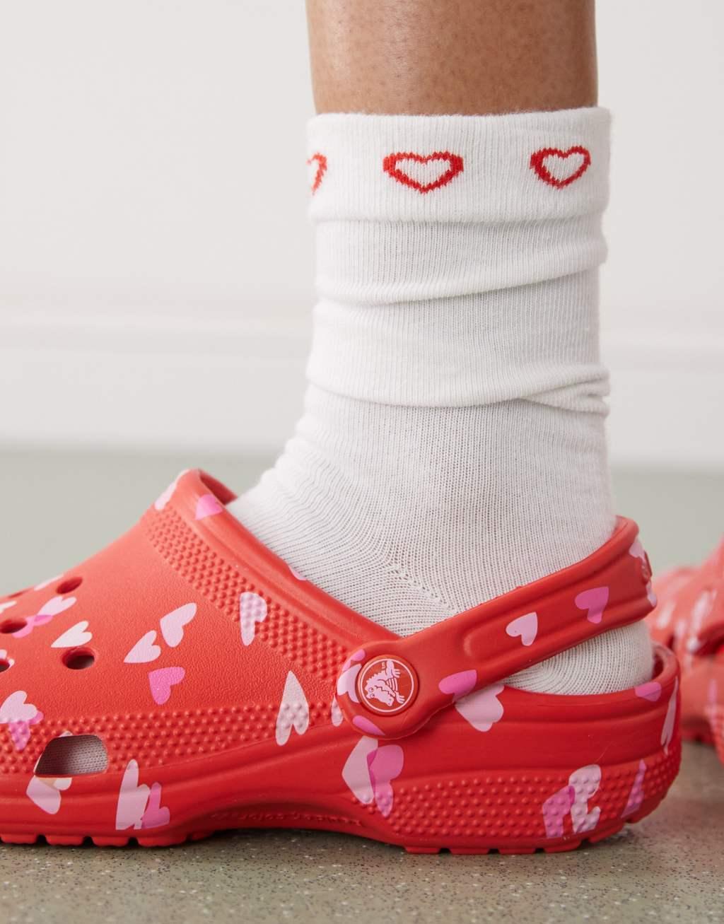 Crocs Classic heart clogs in cherry red Product Image