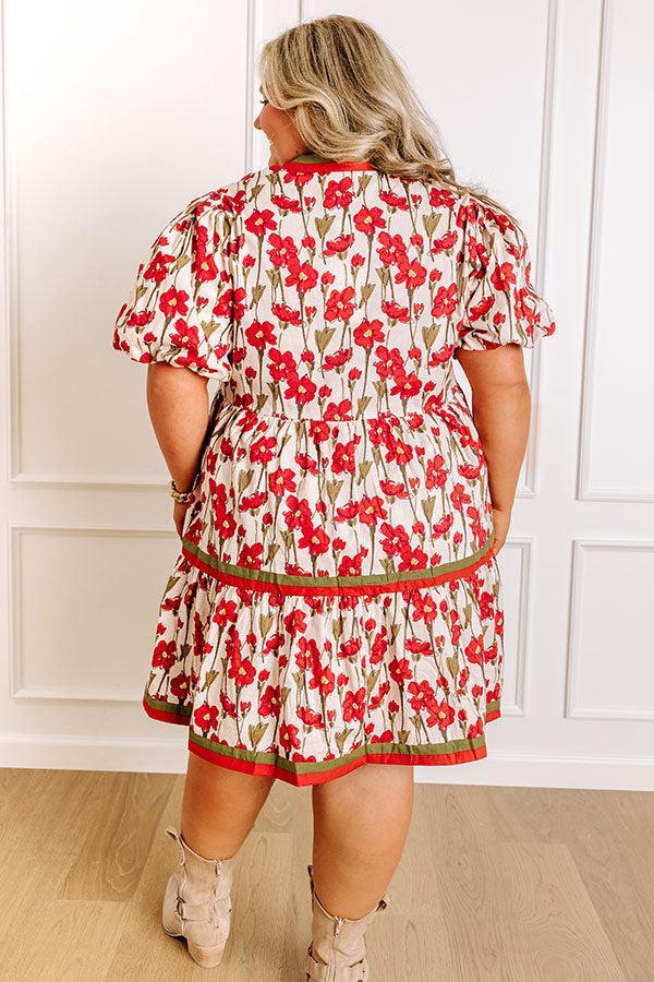Fresh Horizon Floral Mini Dress in Rust Curves Product Image